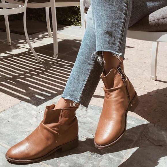 Beek Quail Slouchy Zip Bootie Size 8 Saddle Brown Leather Zipper Handmade NEW - Picture 16 of 16